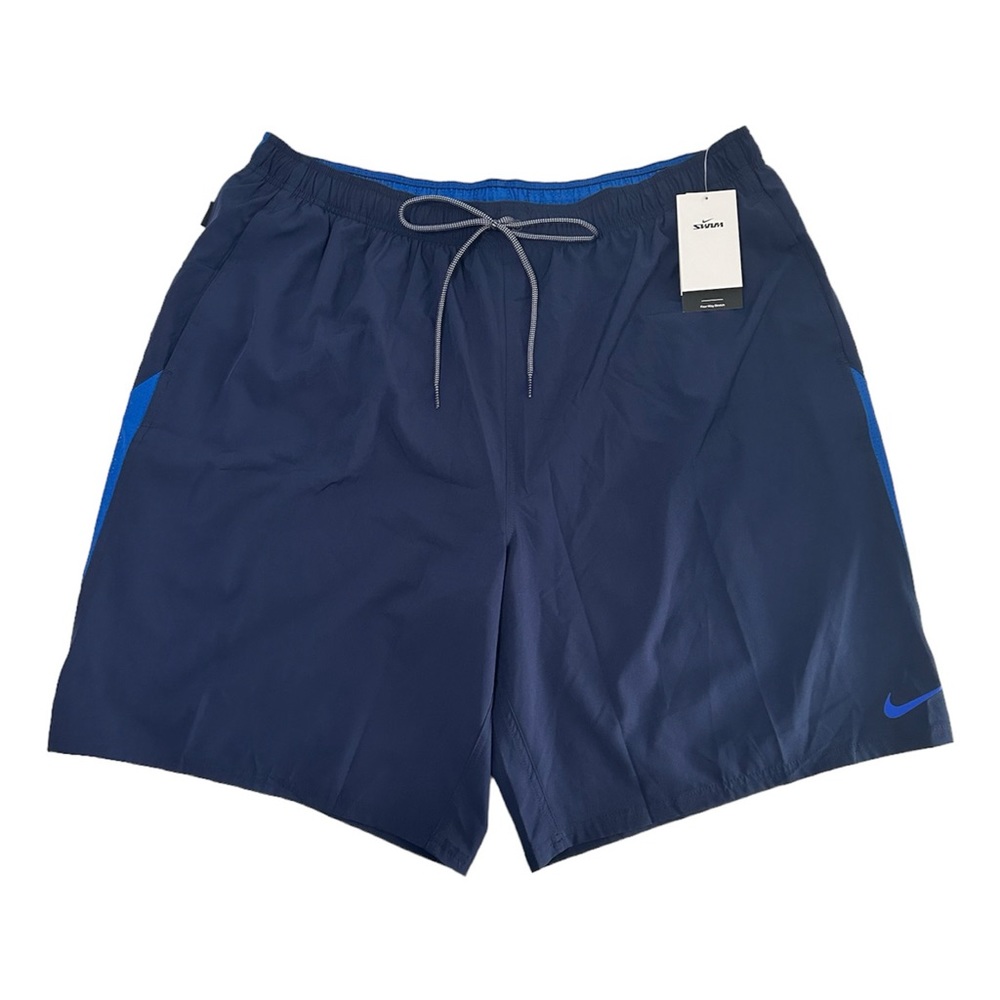 NWT Nike Men's Swim Trunks 4XLT Contend Water-Repellent Colorblocked Navy Blue - Picture 2 of 13